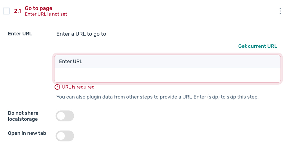 axiom.ai pass data ionto a go to url step